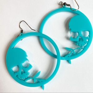 Artisan made Skull Hoop Acrylic Earrings